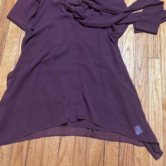 Allen B. by Allen Schwartz Women Maroon Sheer Long Sleeve Tiered Back  Blouse S - Picture 8 of 11